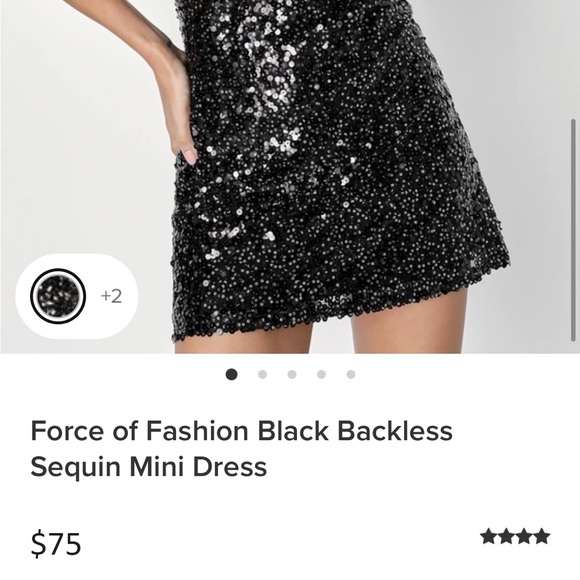 Lulus Force of Fashion Black Backless Sequin Mini Dress, SIZE SMALL - Picture 3 of 7